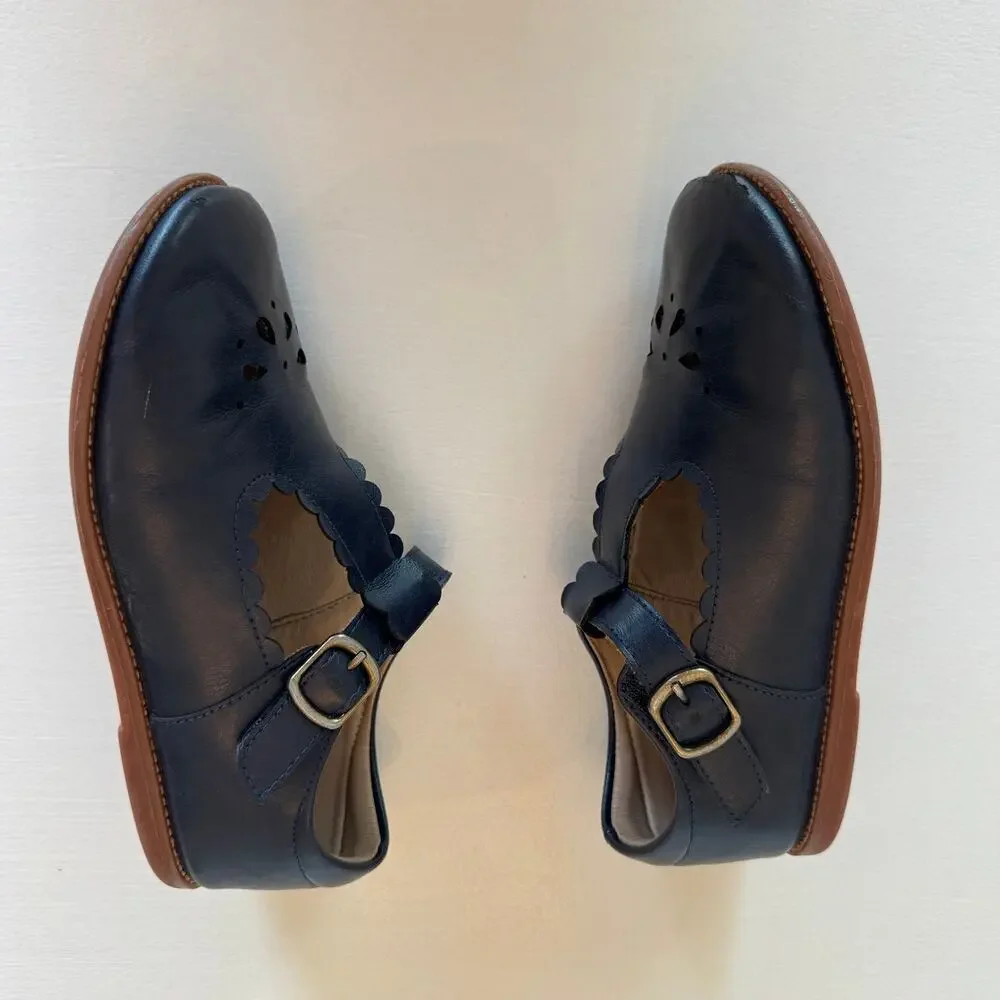 Felix and Flora Mary Jane Navy Blue Ballet Flats Shoes Girls Size 2 Velcro